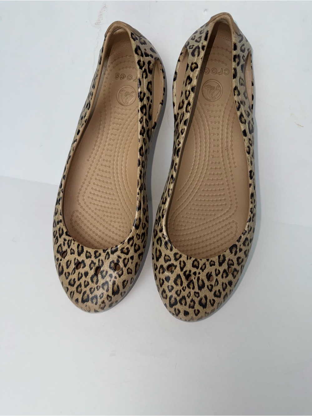 Crocs Kadee Leopard Print Ballet Flats 9 Y2K Ballet Core Coastal Grandma Comfort - Picture 8 of 11